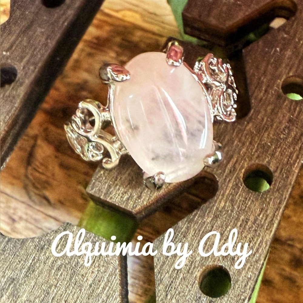 Rose quartz silver ring - Picture 1 of 3